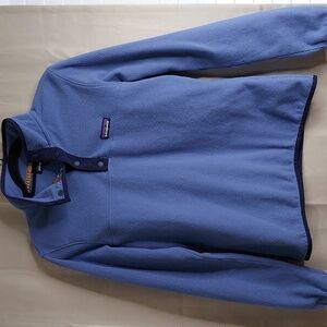 Patagonia Synchilla Sweater, Size Medium, Blue Fleece, Snap Neck, Long Sleeves